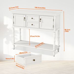 Consolle retrò con 2 cassetti e 2 ante, tavolo lungo da ingresso, consolle stretta con contenitore - Product Image 5