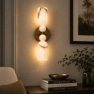 French Retro Alabaster <b>Wall</b> Lamp Antique Gold Bedroom Bedside Corridor <b>Sconce</b> Warm Ambient <b>Light</b> - Product Image 3