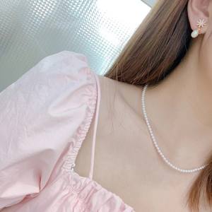 Pendientes de Perlas de Agua Dulce Naturales de Verano, Pendientes de Gota de Agua Dulce Inspirados en Flores de Margarita de 6-7 mm - Product Image 4