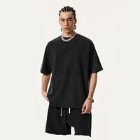 Ensemble de survêtement unisexe en coton 2026, manches courtes, col rond, coupe ample, couleur unie, short à cordon de serrage, respirant, décontracté, pour l'été