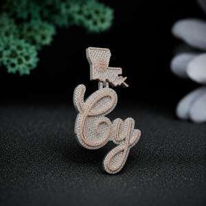 Custom Louisiana State Name VVS Moissanite Rose Gold Plated 925 Sterling Silver Iced Personalized Free <b>Rope</b> Pendant Necklace - Product Image 2