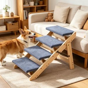 Scala Ovale per Animali Domestici con Funzione Antiscivolo, Schiuma Memory e Rivestimento Rimovibile, Impermeabile e Lavabile per Soggiorno, Camera da Letto e Armadio - Product Image 6