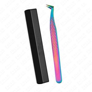 Professional Zullo Industries Curved Stainless Steel Eyelash Tweezers Sharp Tip Multi Color Lash Extension <b>Tool</b> - Product Image 4
