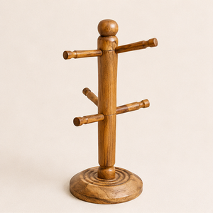 Premium Natural Solid Wood Coffee Mug Holder Stand Sturdy 6-Hook <b>Tabletop</b> Cup Display <b>Tree</b> for Mugs and Jewelry Durable Handmade - Product Image 3