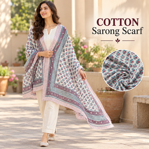 CHHEENT Cotton Sarong for Women Hand Block Printed Lightweight Breathable Beach <b>Wrap</b> <b>Shawl</b> Summer Cover Up Travel Scarf Resort - Product Image 2
