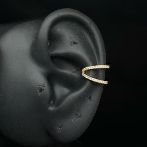 Manchette d'oreille en forme de conque ornée de diamants, en or massif 14 carats, style enveloppant sans perçage - Product Image 2