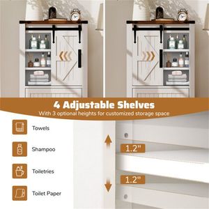 Mobiletto Bianco Stile Fattoria con Anta Scorrevole, 2 Cassetti e Ripiani Regolabili per Bagno o Uso Multi-Stanza 23.5"x11.5"x41.5" - Product Image 6