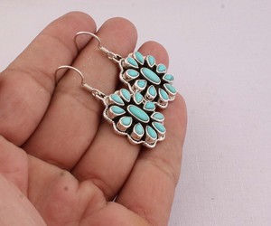 925 Sterling Silver Turquoise Water Drop <b>Earrings</b> Genuine Gemstone Handcrafted Jewelry Women Wedding Party Trendy Gift Wholesale - Product Image 3