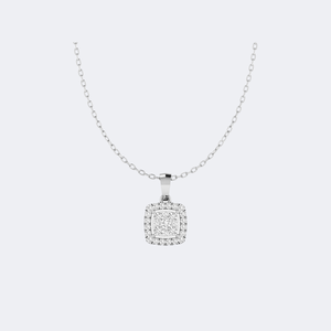 Collier pendentif halo en diamant de laboratoire taille princesse 0,75 carat, plaqué or 10 carats, bijoux de luxe pour femmes - Product Image 2