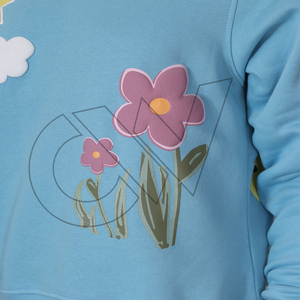 High Quality <b>Women's</b> Light Blue Crew Neck Cotton <b>Fleece</b> Sweatshirt Front Printed Breathable Quick Dry Full Sleeve Regular Fit - Product Image 5