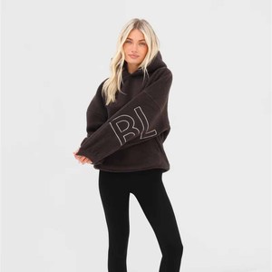 Autumn Heavyweight Women's Fleece Anti-Pilling Oversized <b>Sherpa</b> Sweatshirts Front Printed Thickened Solid Color Pullover <b>Hoodie</b> - Product Image 4