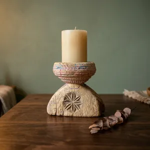 Vintage Wooden Bijni Candle Holder Stand Floral Hand Carved <b>Console</b> <b>Table</b> Coffee <b>Table</b> Entryway Living Room Bedroom Shelf Dining - Product Image 4