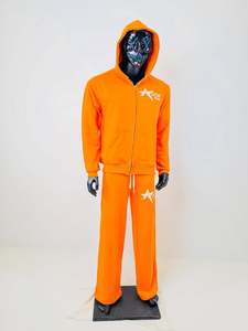 Ensemble de survêtement à capuche surdimensionné pour homme, noir, en coton imprimé, style hip-hop streetwear, pantalon de jogging, sweat-shirt à manches longues, ensemble zippé - Product Image 6