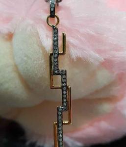Pendentif vintage en argent sterling 925 plaqué rhodium noir, chaîne à maillons, bijoux en diamant naturel pavé, taille 50x7MM, pour mariage - Product Image 3