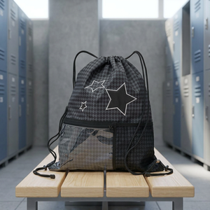 [Produit 100% officiel de Corée] Sac à cordes MIGHTEEZ noir à étoiles à carreaux, design Rock The Stage, accessoire pour fans de musique adultes K-POP - Product Image 3