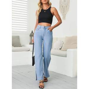 Pantalones Vaqueros de Cintura Alta para Mujer, Transpirables, Estilo Urbano - Product Image 6