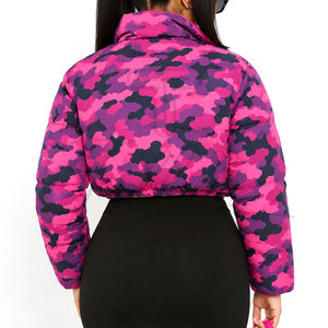 Customize Long Sleeve Cropped Women Puffer <b>Jackets</b> Winter Outdoor Cold Weather Lightweight <b>Camo</b> Puffer Coat - Product Image 2