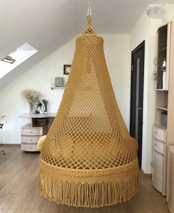 Hamaca Colgante de Macramé de Algodón Estilo Boho, Silla Colgante Tejida a Mano con Toldo Acolchado para Interiores, Exteriores y Balcón - Product Image 2