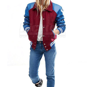Chaqueta Letterman Personalizada con Detalle de Botones, Tejido de Punto Transpirable, Diseño Invernal para Mujer en Talla Adulta - Product Image 3