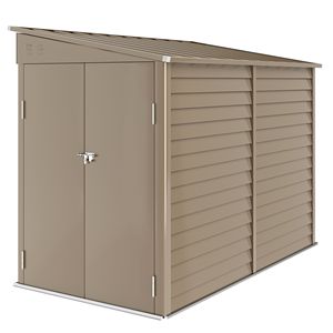 Casetta da Giardino Esterna 1,4m x 2,7m con Base e Porte Lucchettabili per Patio e Prato, Marrone - Product Image 1
