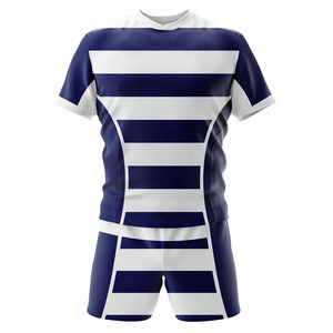 Custom Logo Printed <b>Heat</b>-Transfer Polyester Breathable Anti-Bacterial Quick Dry Short Sleeve Men Adult Rugby Jersey Sets - Product Image 2