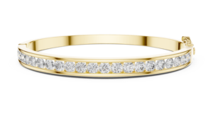 Lab Grown Diamond 3.50 CTW 18K Solid <b>Gold</b> <b>Bangle</b> Bracelet Round Diamond Channel <b>Set</b> Bracelet DEF VVS VS Fine Bridal Jewelry Gift - Product Image 3