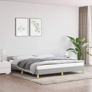 Base de Cama Tapizada en Gris Claro con Cabecera - Product Image 1
