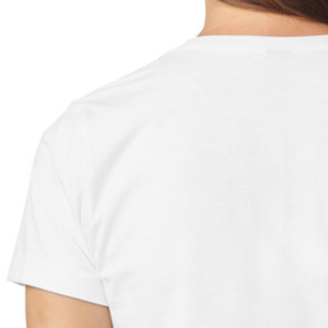 Camiseta de Cuello en V para Mujer, Blanca, de Algodón Suave, Informal, de Manga Corta, Cómoda, Básica, Personalizable, Venta al Por Mayor para Damas - Product Image 5