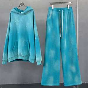 Nuevo Conjunto de Chándal para Hombre 2026 con Cremallera, Efecto Desgastado y Lavado Ácido, de 2 Piezas: Sudadera con Capucha y Pantalones Jogger Apilados de Felpa Francesa con Logo - Product Image 5