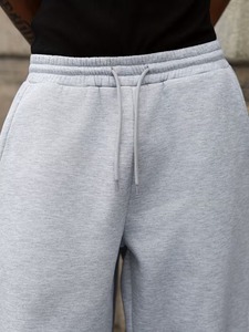 Pantalon de survêtement en coton gris clair pour homme, couleur unie, coupe ample, taille à cordon, longueur intégrale, poches latérales, pantalon décontracté d'automne - Product Image 2