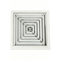Diffuseur de plafond carré 4 voies en acier inoxydable pour système de ventilation, sortie d'air CVC, directement de l'usine