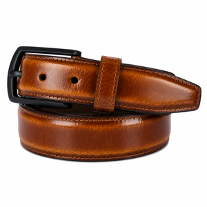 Cinturón de Cuero Genuino Premium para Hombre, Acabado de Perfil de Dos Tonos, Uso Formal y Casual, Hebilla Resistente, Cinturón de Vestir - Product Image 1
