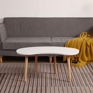 Tavolino da Caffè con Gambe in Legno Massello a Forma di Noce 35x21 Pollici - Product Image 3