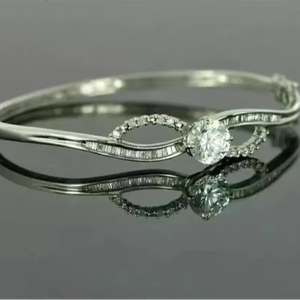 กำไลข้อมือผู้หญิงทรงกลมประดับเพชรโมอิสซาไนต์แท้ 4.00 กะรัต ชุบทองคำขาว 14K - Product Image 1