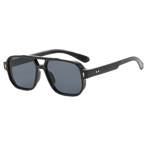 Lunettes de soleil rétro décontractées à double pont pour femme 2024, style carré tendance avec logo sur la lentille, idéales pour la conduite - Product Image 5