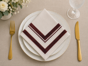 Chevron Border <b>Linen</b> <b>Cloth</b> Napkins Square Dinner Napkins Reusable <b>Table</b> <b>Linen</b> for Wedding Party Dining - Product Image 3