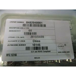 1 Lot of 960 Molex 0482040001 Conn <b>USB</b> <b>2.0</b> Type <b>A</b> - Trusted Global Legacy Semiconductor Equipment and Parts at - Product Image 4