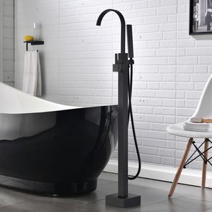 Rubinetto Monocomando per Vasca da Bagno Freestanding e Doccetta a Mano, Montaggio a Pavimento (Nero Spazzolato) - Product Image 4