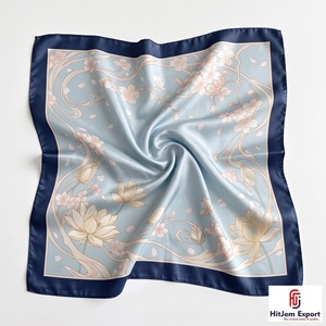 high quality custom printed <b>silk</b> feel <b>square</b> <b>scarf</b> manufacturer lightweight women fashion accessories OEM ODM supplier wholesale - Product Image 2