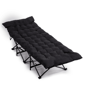 Lettino Pieghevole Portatile Nero con Materasso Morbido per Campeggio, Casa, Ufficio, Pisolino, Spiaggia, Viaggi, Lettino per Adulti - Product Image 3