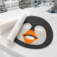 Mascarilla Facial Personalizable con Estampado de Pingüino, Sustrato de Fibra Vegetal Natural No Tejida para el Cuidado Facial Divertido