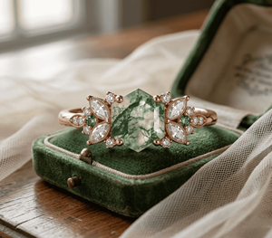 Anillo de Moda Estilo Cáncer con Piedra Natural de Corte Hexagonal, Anillo de Lujo Ligero Chapado en Oro de 18K, Joyería de Diamantes de Acero Inoxidable para Mujer - Product Image 1