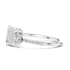 Sterling <b>Silver</b> <b>Emerald</b> & Cluster Moissanite Engagement <b>Ring</b> | Statement Wedding <b>Ring</b> for Women - Product Image 2