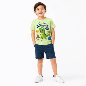 T-shirt unisexe à manches courtes et col rond en jersey motif dinosaure mignon, coupe classique pour homme, 100 % coton respirant, tenue décontractée, Cool Kids Club - Product Image 3