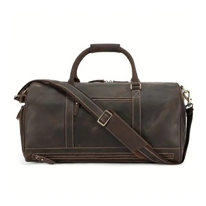 PU Leather Vintage Duffel Bag Weekender for Men with Zipper Closure 36-55L Capacity <b>Water</b>-Proof Portable Foldable Travel Luggage - Product Image 1