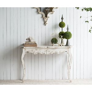 Consolle Slimline Bianco Anticato 117 cm x 42 cm x 76 cm per Corridoio, Soggiorno, Camera da Letto - Product Image 2