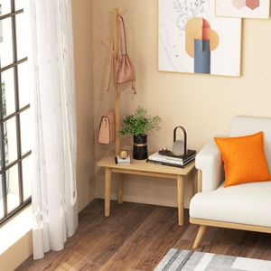 Tavolino 2-in-1 in Legno Massello con Appendiabiti, Tavolino Versatile con Soluzione di Archiviazione - Product Image 4