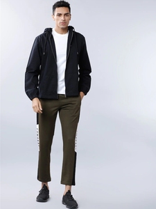 Men's Olive Green Cotton Fleece Knitted Sweatpants <b>Elastic</b> Waist Drawstring Side Stripe Casual Joggers Winter Wear - Product Image 2