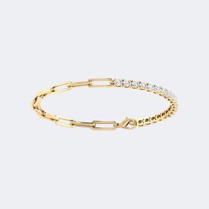 Pulsera de tenis con diamantes cultivados en laboratorio de corte ovalado de 2.00 CTW, oro de 14K, DEF VVS VS, engaste de puntas, forma brillante, enlace seguro, joyería nupcial - Product Image 1