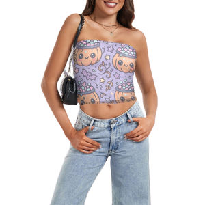 Sublimation Tube Top for Women Cute Lavender Strapless Cropped Top Perfect for <b>Costume</b> Party Wear cheap price best selling - Product Image 3